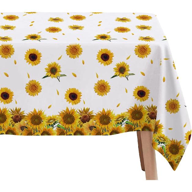 APOWBLS Sunflower Party Tablecloth Decorations, Disposable Sunflower Tablecloth for Birthday, Baby Shower, Bridal Shower, Vibrant Yellow Floral Theme
