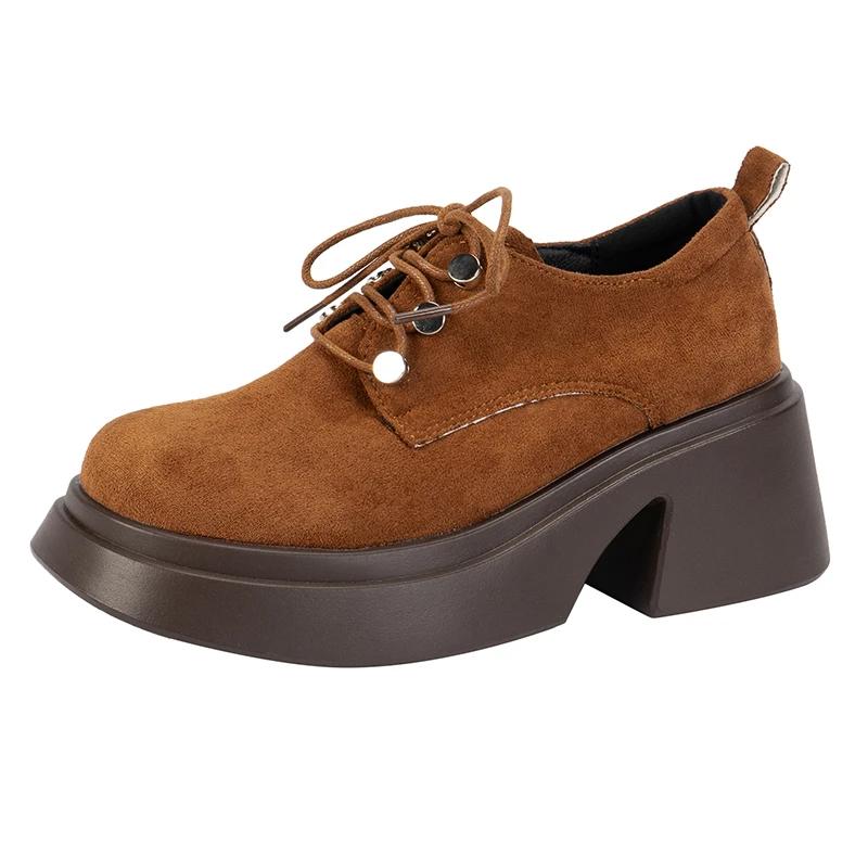 

Популярная женская обувь с толстой подошвой и квадратным носком. Удобная верхняя одежда. Неглубокие туфли без застежек. Повседневная и легкая женская обувь. 42 светло-коричневого