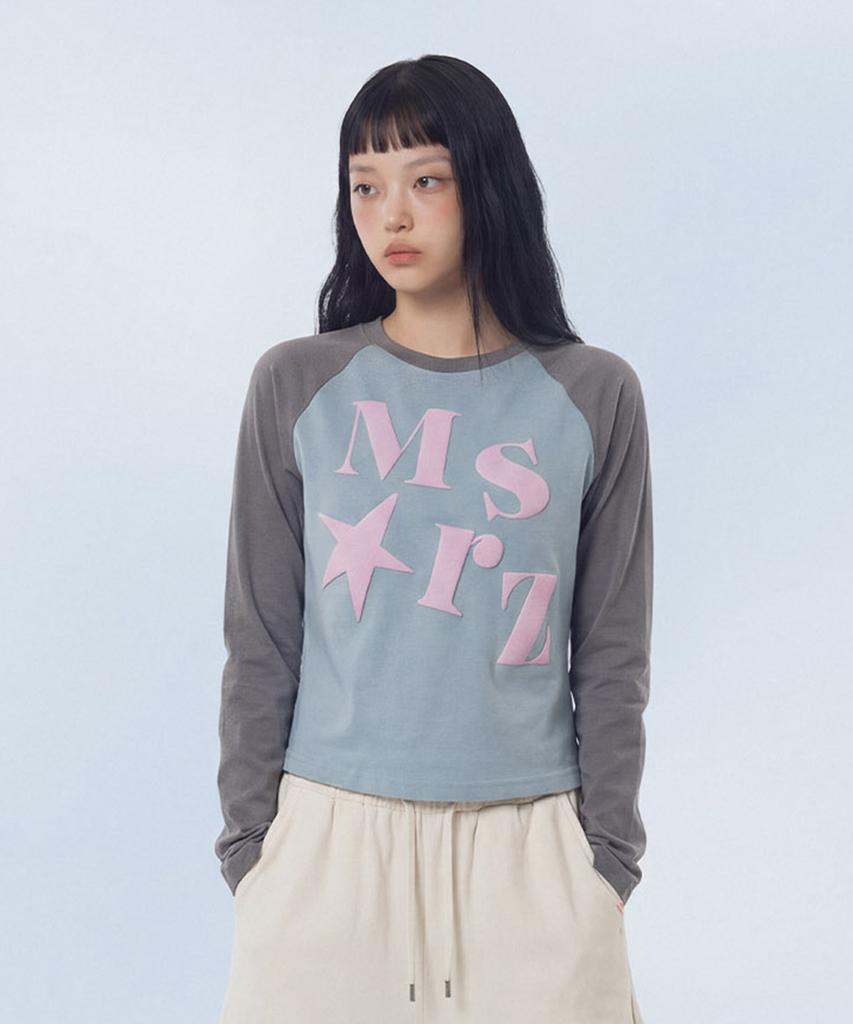 Maseumaluljeueopaeleol Typo Raglan Long Sleeve_Sky Blue