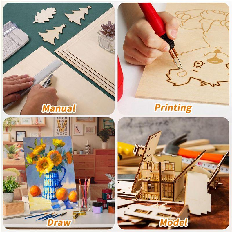 M-Modern-15er Pack Unfertige Holzplatten, Dünne Holzplatte Für Haus Flugzeug Schiff Boot Kunsthandwerk, DIY-Dekorationen