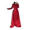 Sequin Sheer Mesh Long Sleeve Maxi Dress for Women Flowy Glitter A-line Long Dress Formal Cocktail Evening Gown