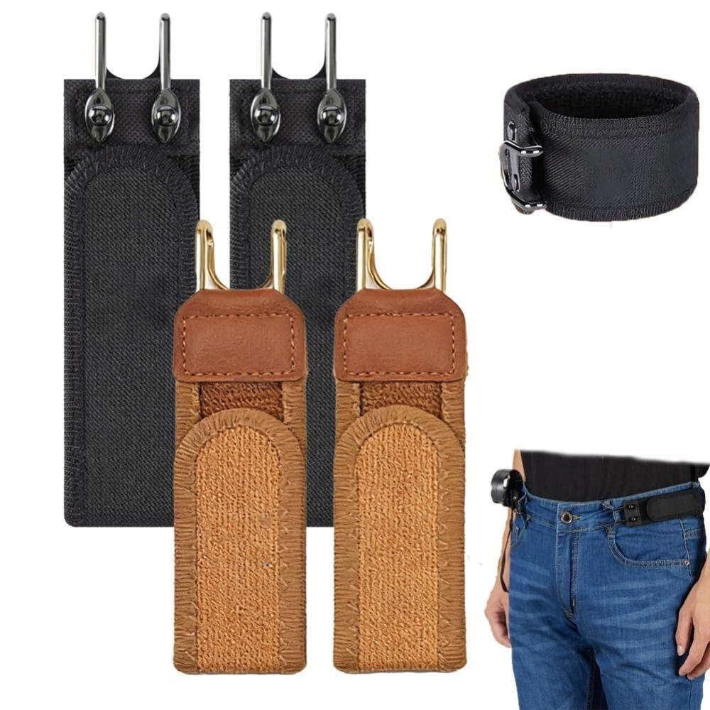 New Unisex Buckleless Belt Hook Waist Buckle Comfortable Elastic Waist Belt Adjustable Metal Hook Simple Useful Elastic Belt