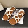 Mori Roman Woven Sandals Women's Summer New Wear Soft-soled Sandals Women's Not Tired Feet Casual Beach Sandals