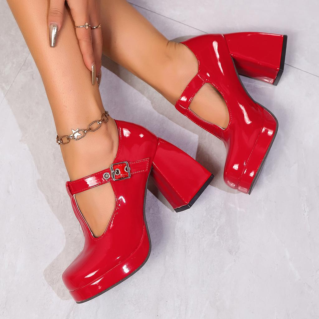 Fashion Women Pumps Designer Platform Mary Jane Shoes for Women Fashion Elegant Double Buckle Thick Heel Shoes Party High Heels Shoes