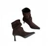 Pointed Short Boots Women's Thin Heel 2025 Sense New Autumn and Winter High Heel Medium Tube Thin Boots Women