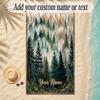 Forest Theme Soft Beach Towel Personalized Custom Name Text Towel Portable for Beach Pool Travel
