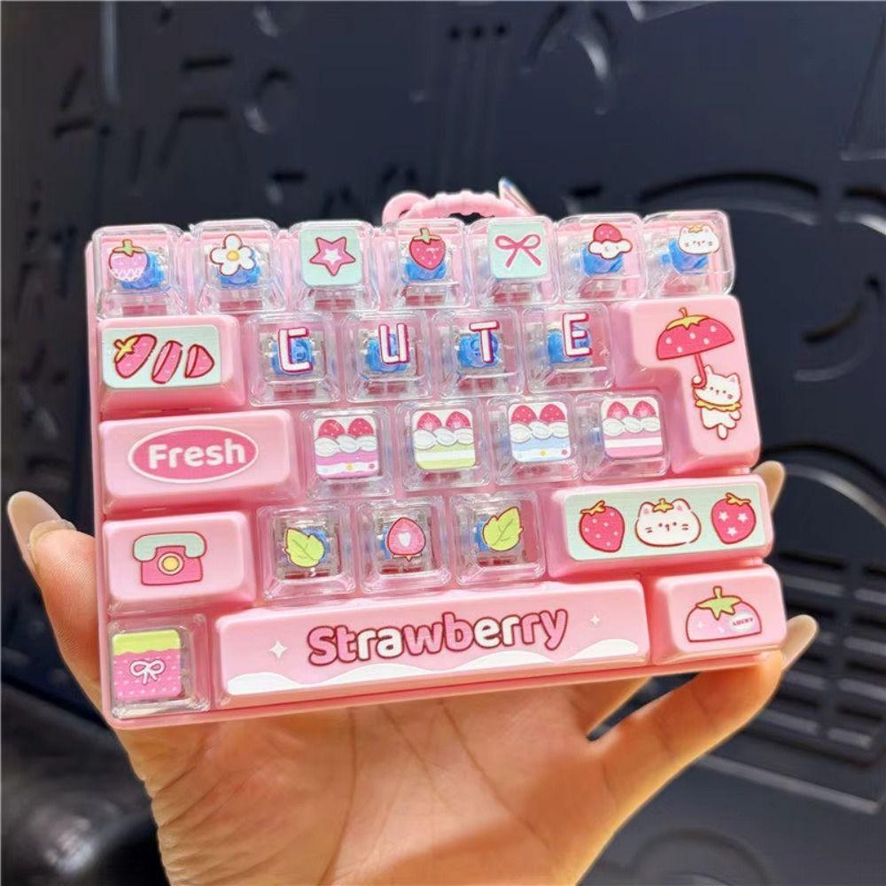 Cute Design Decompression Button Toy Transparent Dual-Tone Keyboard Keychain Children's Bag