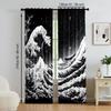 2 Pcs   Versatile Polyester Transparent Curtains for Home Decoration Japanese Wave & Dragon Design for Use In Bedrooms and Living