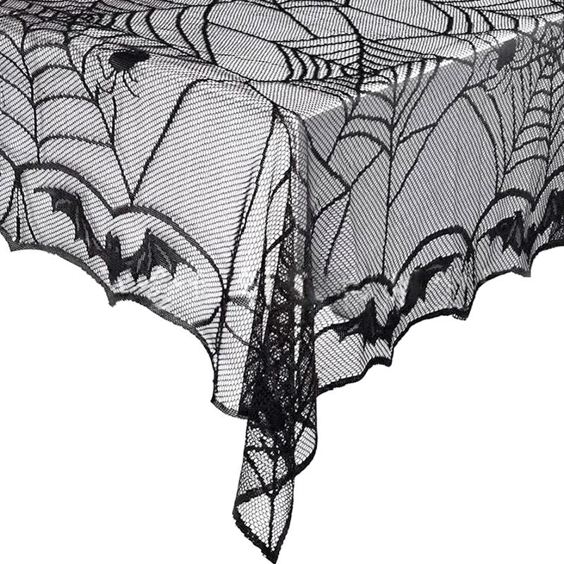 1Pc Halloween Horror Prop Polyester DIY Spider Web Black Table Cloth Lace Tablecloth Home Decor