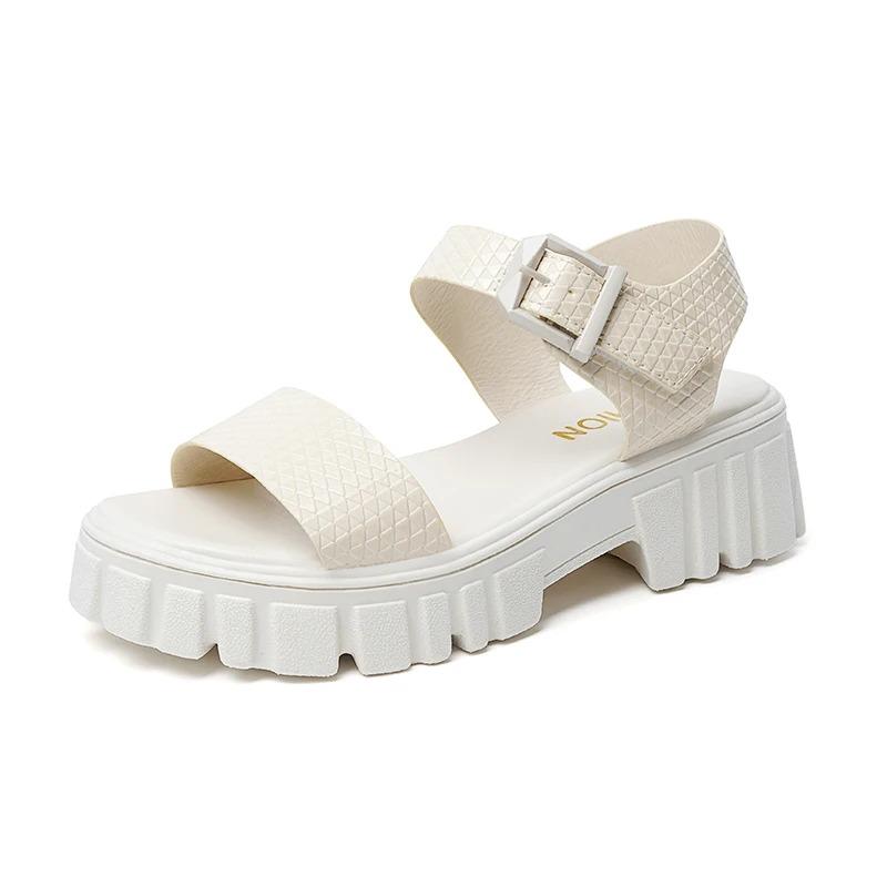 Fashion Women's Platform Sandals One-word Buckle Summer Women's Non-slip Casual Open-toe Shoes 2024 New Women's Fashion Sandals Shoes