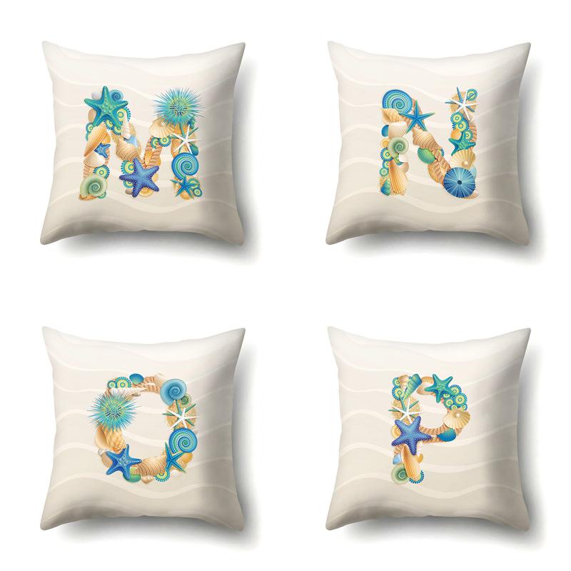 Polyester Pillow Case Decoration Home Furnishing 26 English Letter Printing Pillow Case Car Lumbar Pillow Bedside Mat