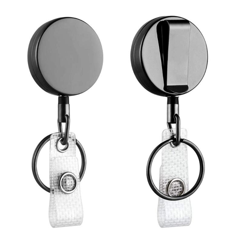 Retractable Keychain ID Badge Reel Heavy Duty Carabiner Holder Badge Holder Easy to Use for Name Card Keychain