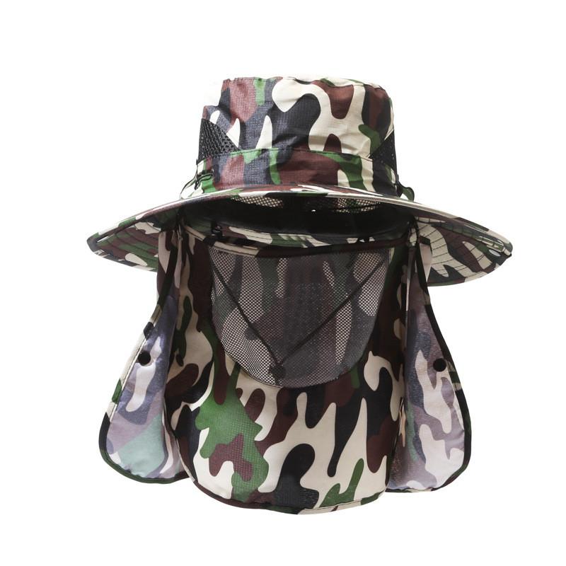 Summer Mens Wide Brim Sun Hat With Removable Mask For Outdoor Fishing And Sun Protection