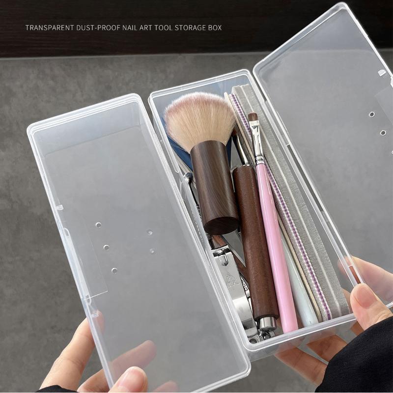 Nail Art Empty Storage Box Leakproof Transparent Rectangle Plastic Case for Nail Rhinestones Small Manicure Decorations