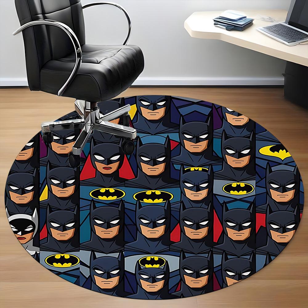 1 szt. Okrągły dywanik biurowy Batman, Pod krzesła biurowe, Sypialnia, Salon, Wystrój domu, Dekoracja pokoju, Dostępny w różnych rozmiarach