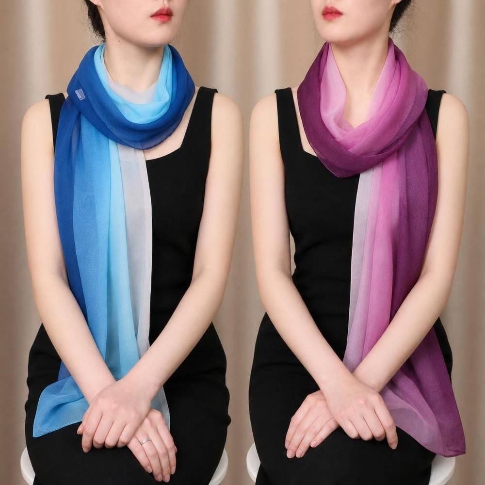 Silky Touch Neck Scarf Gradient Color Shawl Hijab Fashion Long Gauze Headwrap for Women