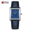 OFNS Women's Waterproof Stainless Steel and Leather Strap Square Fashion Quartz Watch
