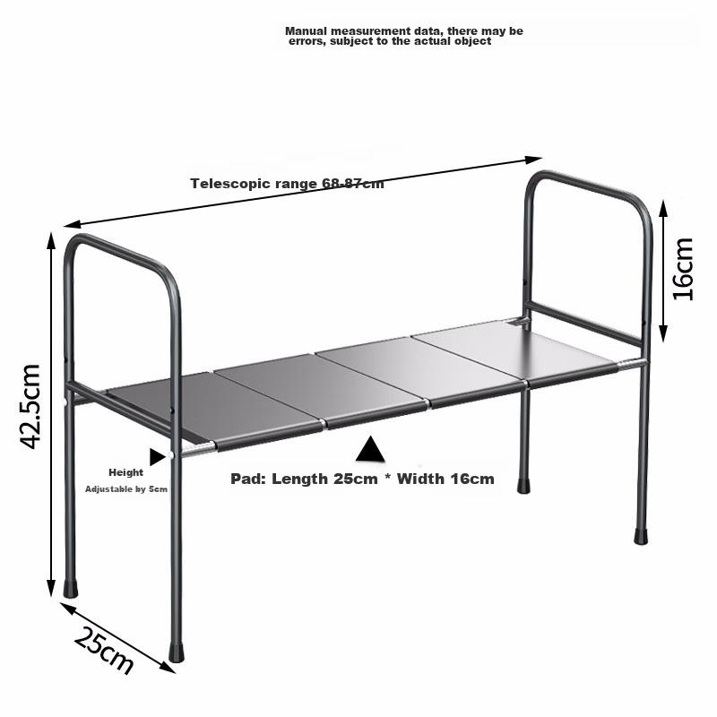 Huxiansen Kitchen Storage Rack, Under-Sink Organizer, Multi-Layer Extendable Cabinet Shelf, Countertop Pot Rack, Storage Shelf