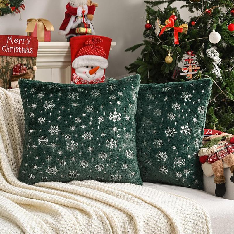 Christmas Pillow Shu Cotton Embroidered Pillow Case Living Room Sofa Snowflake Cushion Pillow Case