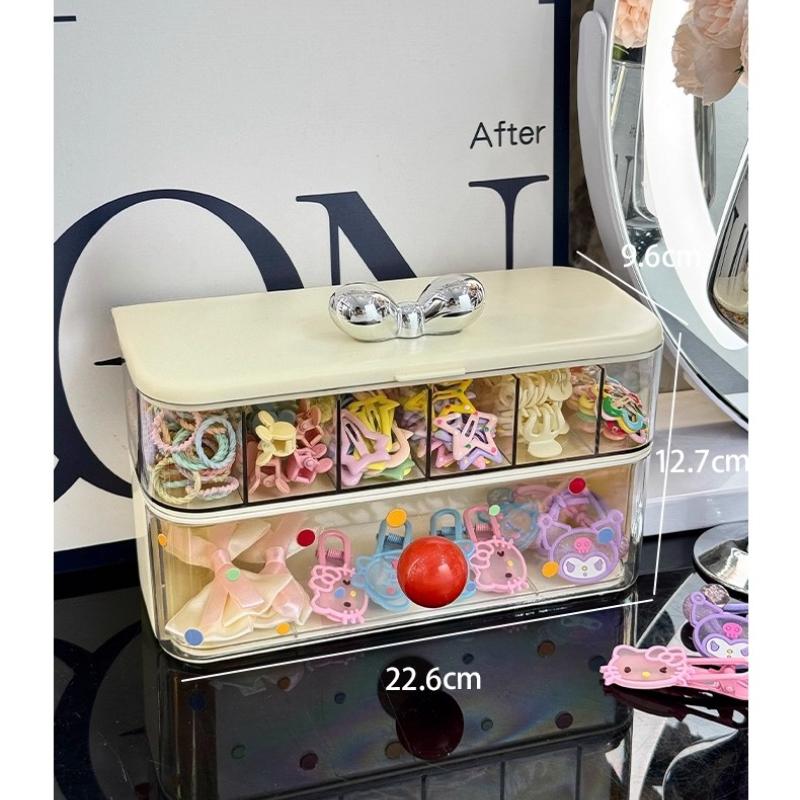 

Kids Hair Accessories Storage Box Organizer Desktop Large Capacity Jewelry Box with Lid Girls Rubber Band Hairpin Storage Boxes