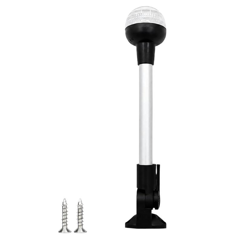 IP65 Marine Rear Light with Deck Base Bracket, 12 Inch Boat Stern Navigation Light, Clear Ribbed Lens and 12V LED Lamp for Pontoons Replacement Use