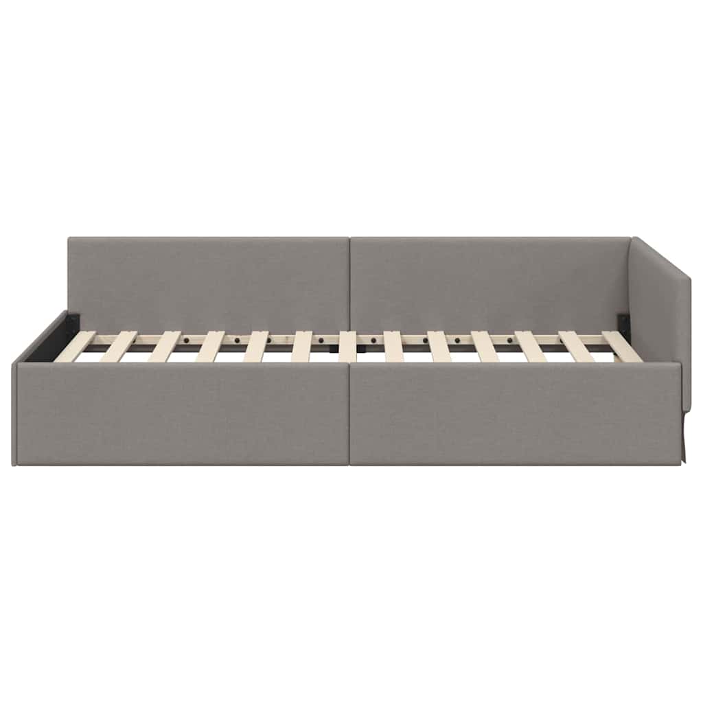 Corner Bed Frame with Headboard Taupe 80 cm x 200 cm Fabric
