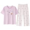 1011 new pajamas with chest pads women's summer pure cotton short-sleeved cropped pants loungewear anti-bumping outer wear pullover set