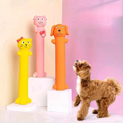 Durable Latex Squeaky Dog Toy - Cartoon Design, Easy Clean Dog Toys for Aggressive Chewers