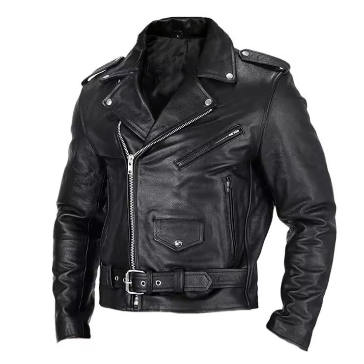 Vīriešu ādas jaka Slim Fit ar