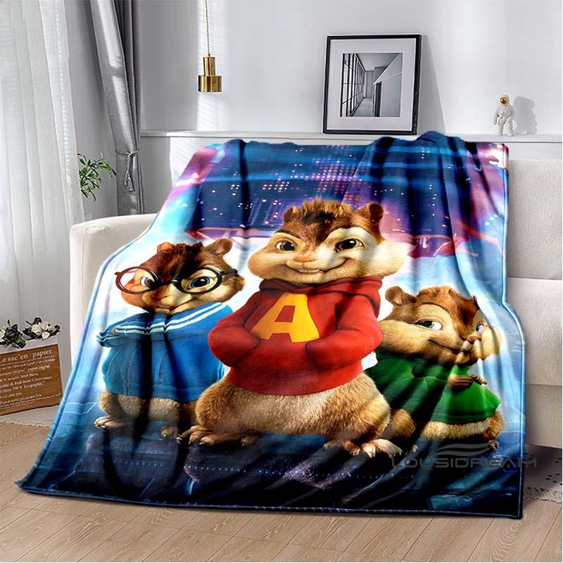 La manta de franela de la caricatura Alvin y las Ardillas es suave y cálida, adecuada para dormitorios, salas de estar, mesitas de noche, viajes