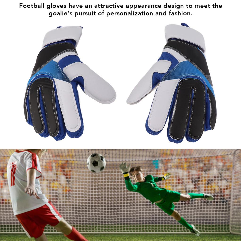 Soccer Gloves Breathable Anti Slip Wear Resistant Thickened Blue Goalkeeper Gloves for Kids