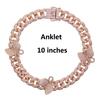 17cm 19cm 23cm 25cm 10mm Width Cuban Chain butterfly Charm Bracelet Anklet for Women Jewelry