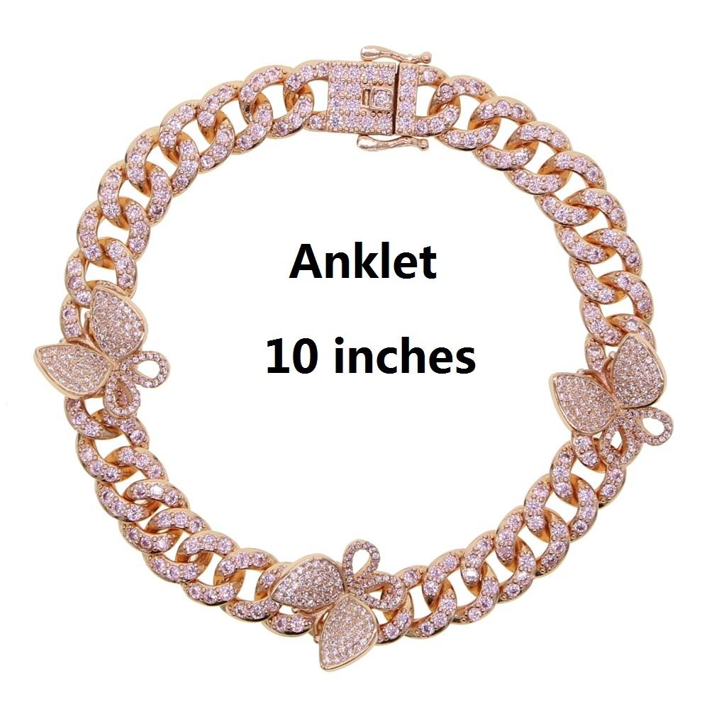 17cm 19cm 23cm 25cm 10mm Width Cuban Chain butterfly Charm Bracelet Anklet for Women Jewelry