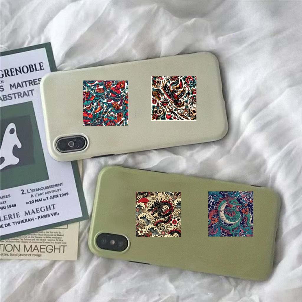 500 Sheets/Roll Yokai Ethereal Japanese Pattern Graffiti Stickers for Journals and DIY Decoration