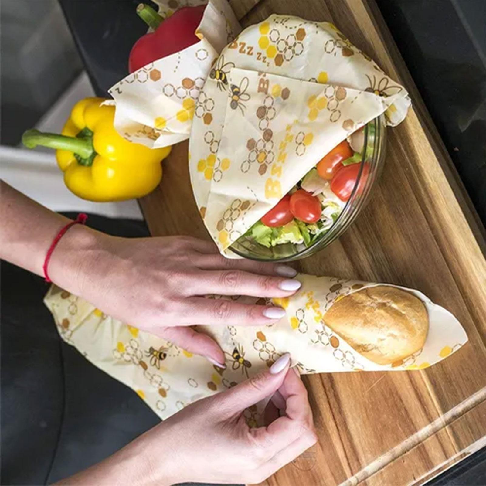 

3 шт. Многоразовая восковая пищевая пленка, Восковая пленка Экологичная Органическая, Восковые обертки для хранения продуктов, Пленка для сэндвичей жёлтый