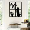 Vintage Iron Wall Art Cat Metal Decor for Indoor Outdoor Gift