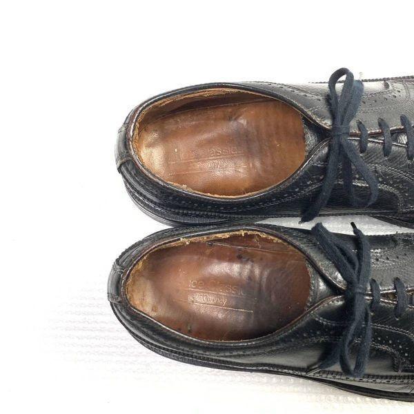 70s-80s Vintage/J.C. Penney/Long Wingtip American Full Brogue Shoes/9.5D/27.0-27.5cm/Black/(USED)