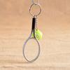 Tennis Racket Ball Lovely Alloy Pendant Key Chain Hanging Ornament Silver