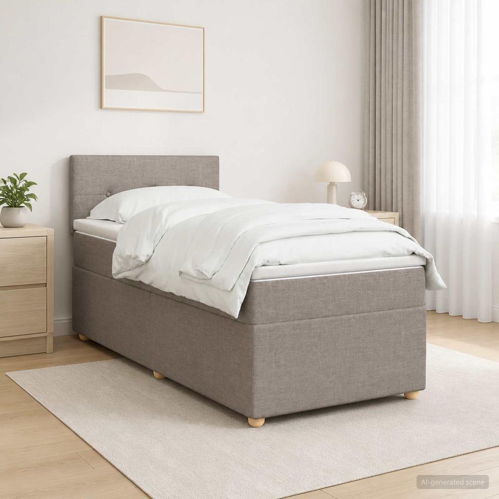 Box Spring Bed with Mattress and Headboard Taupe 80 X 200 Cm Fabric