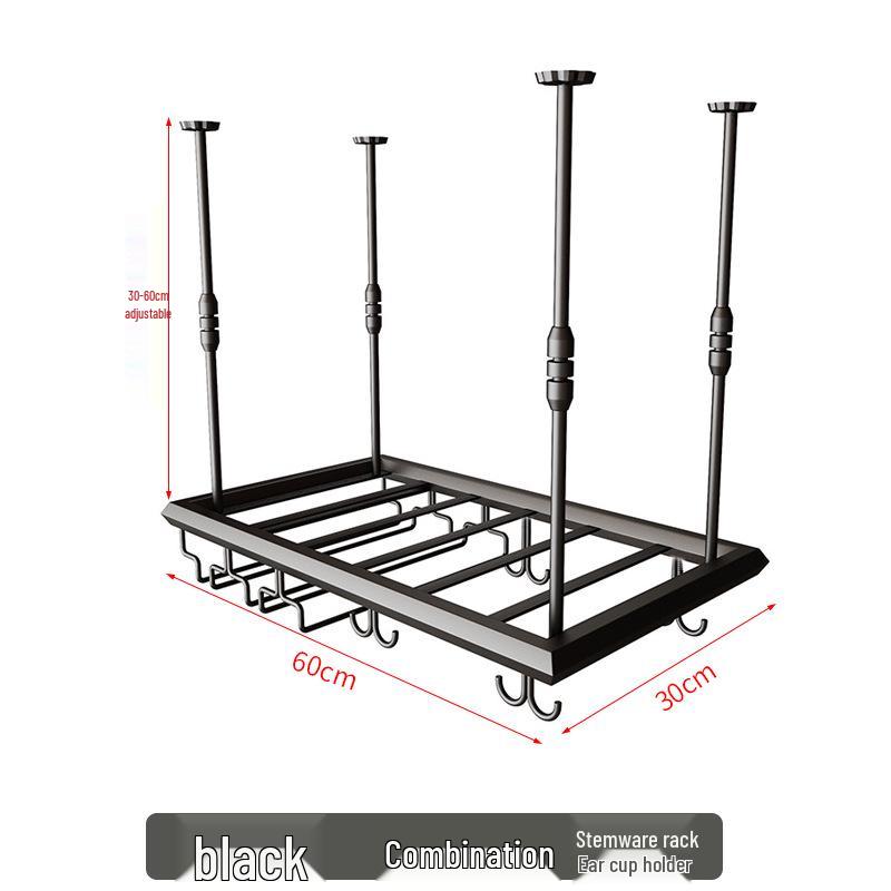 Wrought Iron Wine Rack: Hanging Bar Counter Decor with Upside-Down Glass Holders