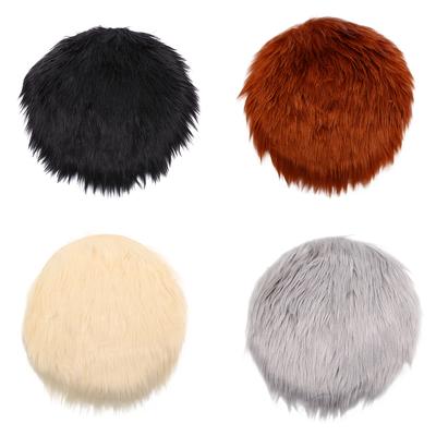 Solid Color Warm Wool Round Cushion Stool Pad Thickening Dining Chair Cushion