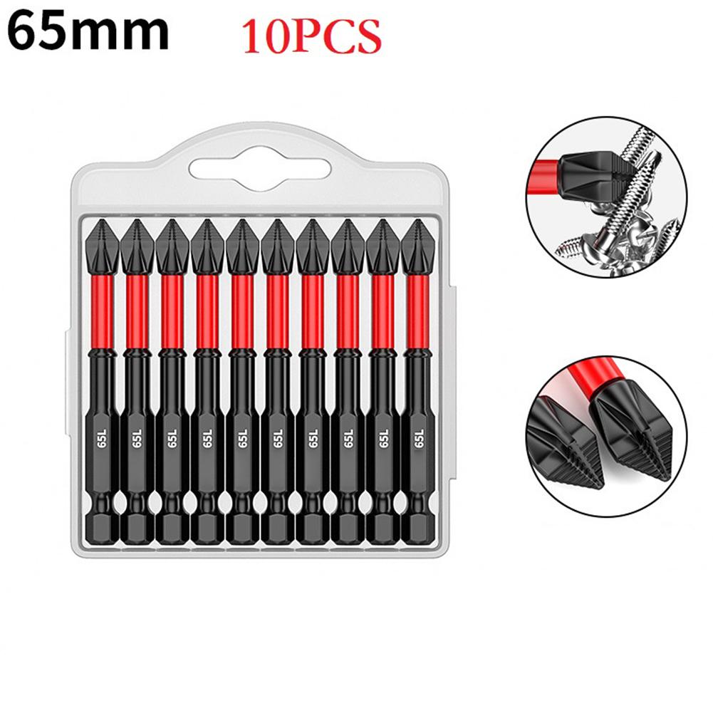 10pcs PH2 Magnetic Cross Screwdriver Bit Set Anti-Slip Long Alloy Steel 25-150mm For Electric Or Manual Use