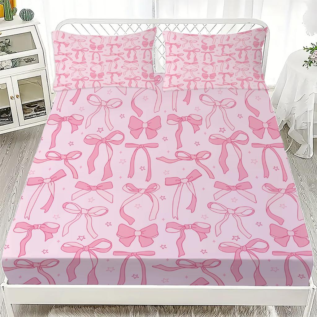 Bowknot Personalized Fitted Sheet Set Bowknot Personalized Bedding Set Comfortable Skin Friendly Cute Style 120x220cm