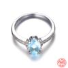 925 Sterling Silver Charm Aquamarine Ring For Women Fashion Wedding Jewelry Engagement Party Gift 2025