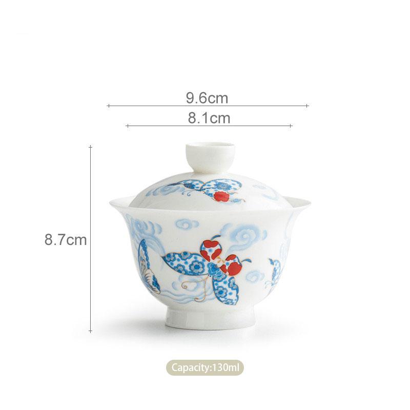Chinese Retro Ceramic Gaiwan Handmade Tea Tureen Teacup Household Porcelain Tea Bowl Travel Portable Tea Set Accessories 130ml