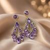 Pinkdudu New Crystal Hollow Geometric Teardrop Tassel Dangle Earrings Palace Style Jewelry Light Luxury & High-End PD2635