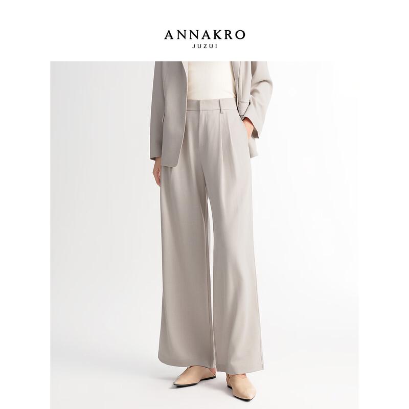 Women s Minimalist Pleated Wide-Leg Suit Trousers M