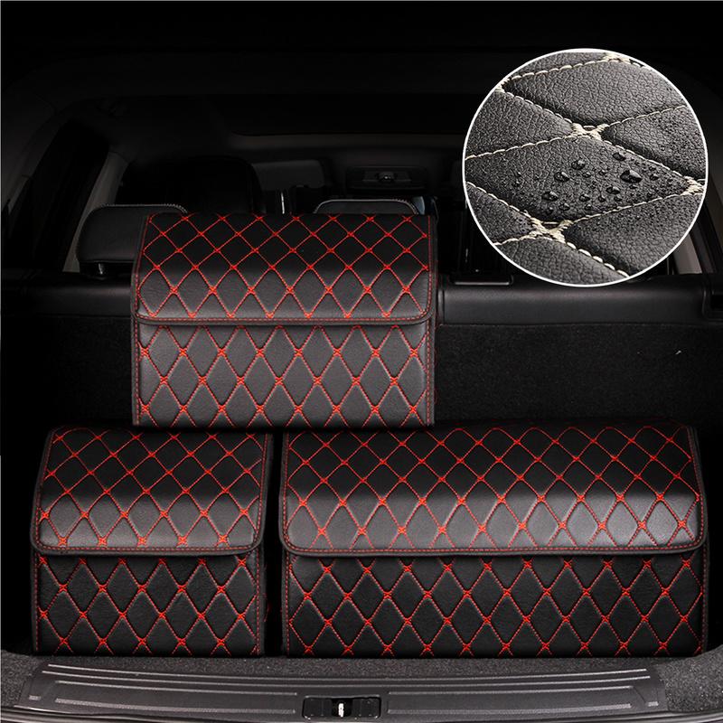 Organizer do bagażnika samochodu luksusowy składany bagażnik samochodowy schludny schowek Wodoodporny organizer do bagażnika samochodowego PU do samochodu