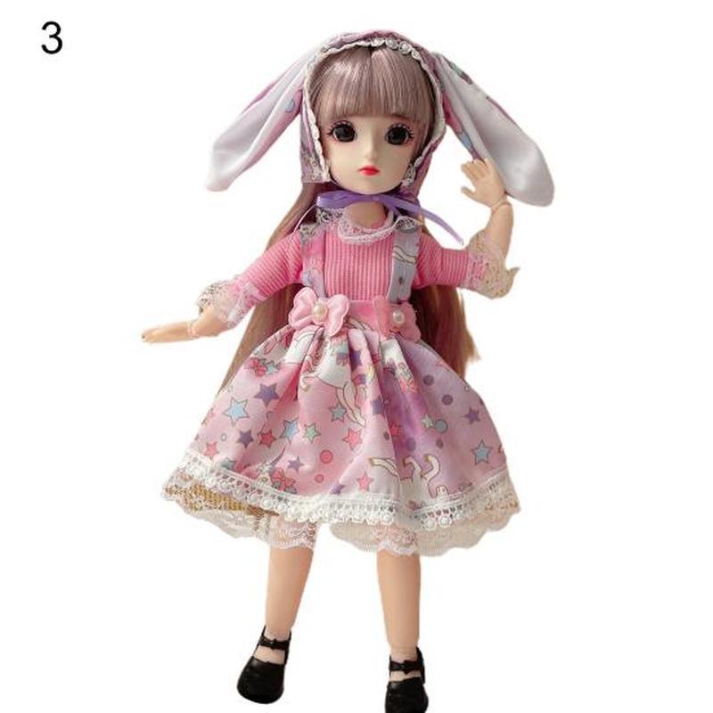 30CM Mini Movable 23Jointed Doll Girls Toy 3D Big Eyes BJD Princess Full Outfits Dresses  Collection Childrens Doll Gift