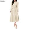 ZANZEA Women Long Sleeve Blouse and Skirts Casual Two Piece Suit Sets